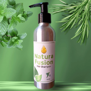 Natura Fusion Shampoo - A blend of botanical oils in a sleek, eco-friendly bottle.