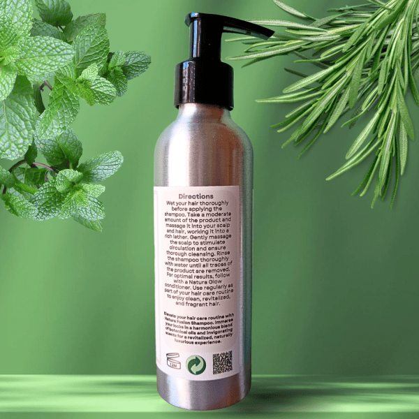 Natura Fusion Shampoo - A blend of botanical oils in a sleek, eco-friendly bottle.